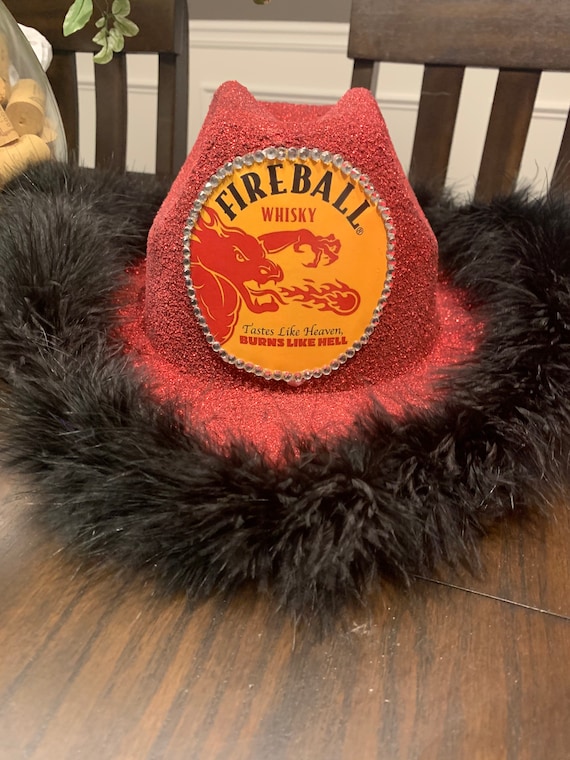 Red Glitter Fireball Hat Etsy