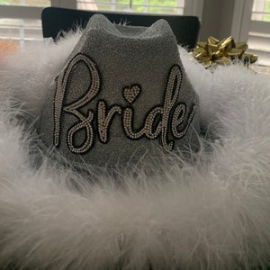 Sparkly silver bride cowboy hat