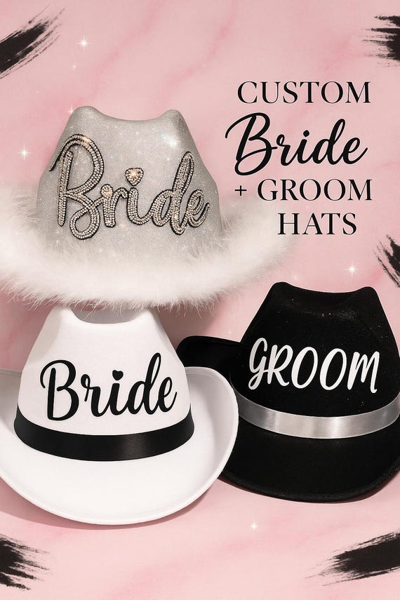 Bride and Groom Cowboy Hat - Etsy display picture 1