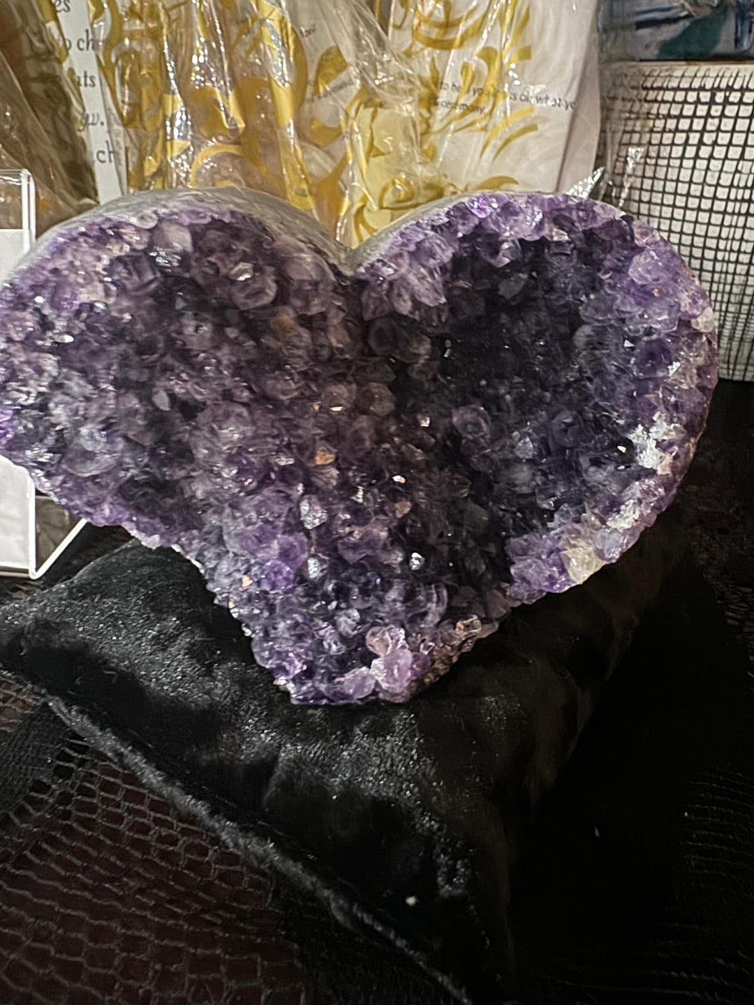 Geode Heart 518g Amethyst Geode Heart – 4x5” – Natural Crystal – Polished Edges - Etsy