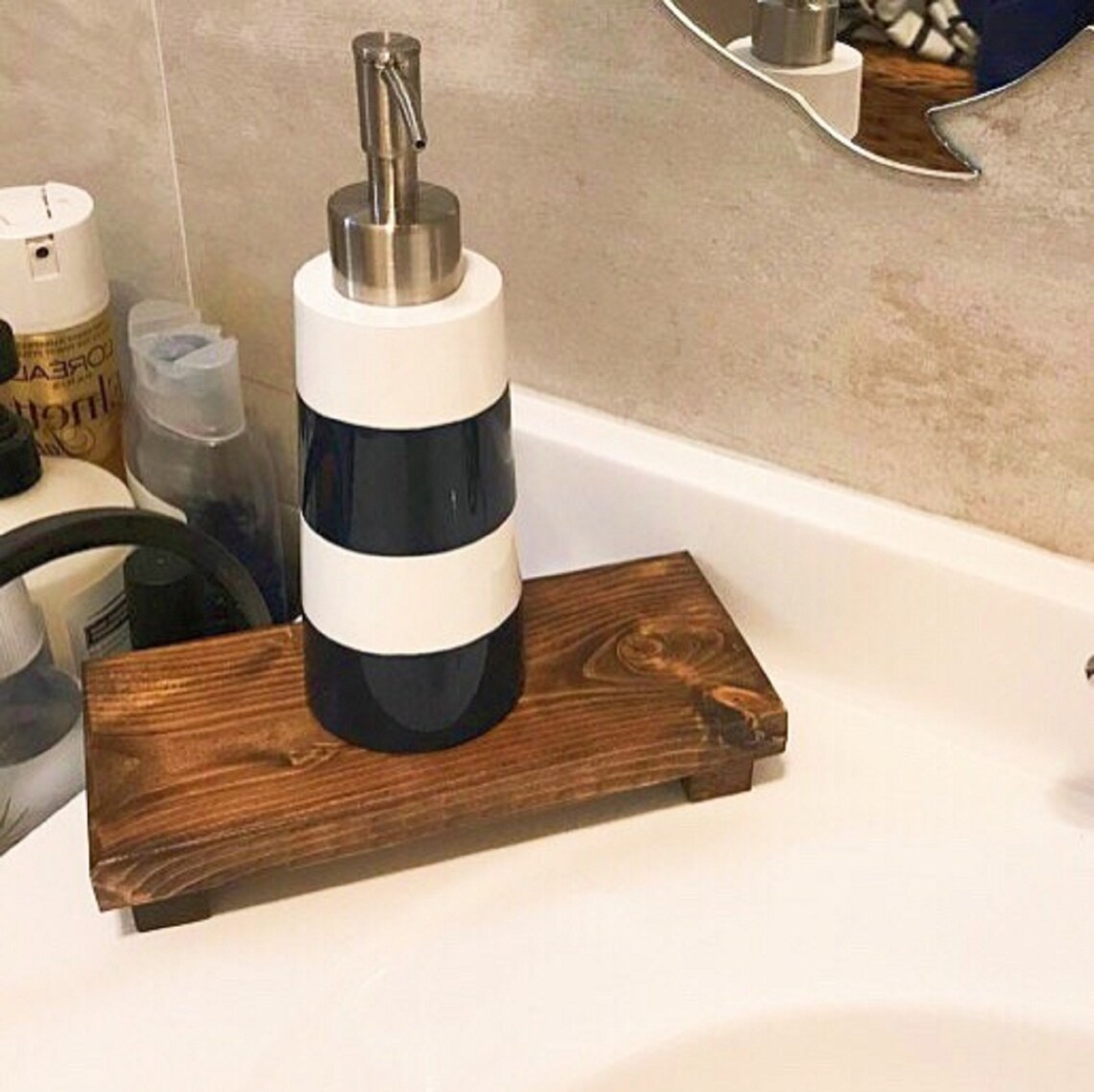 Wood Rectangle Footed Pedestal/Soap Dish Holder/Bathroom Etsy