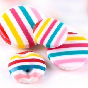 Set of 10pcs 50pcs  bulk lot round rainbow stripe  resin sewable novelty button diy kids wear girl 20 mm 12mmcm