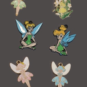 Lot de 12 breloques fée ange fleur en vrac, bracelet bricolage collier boucles d'oreilles porte-clés enfants artisanat 2 x 3 cm
