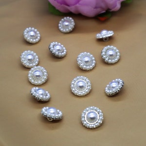 Set of 10pcs  20pcs bulk lot  faux pearl  sewable  button metal  embellishment crystal, wedding bouquet  15mm