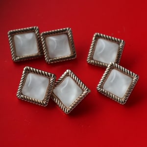 6pcs 24pc    bulk lot   metal  stone  square  button   sewable   wedding bouquet  2 cm