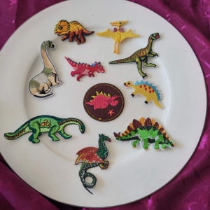 Set of 10pcs   bulk lot mixed cartoon collection  embroidered dinosaur   iron on patch   diy sewing boy apparel
