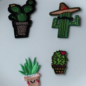 Set of  4pcs    12pcs  mixed  bulk lot cactus  embroidered stick on  iron on patch   diy about 4-7cm