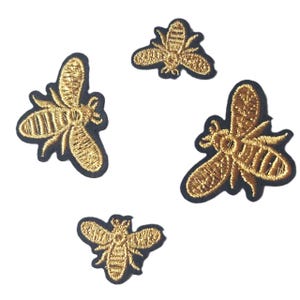 Set of  4pcs  12pcs 100pcs   bulk lot mixed small  large sizes  gold golden  bumble bee   embroidered iron on  patch 1inch 2inch wholesale