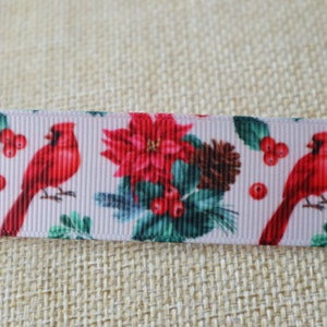 Lot de 3 yards 30 yards de ruban gros-grain en vrac pour scrapbooking oiseau cardinal rouge, emballage cadeau cheveux bricolage de Noël 2,5 cm