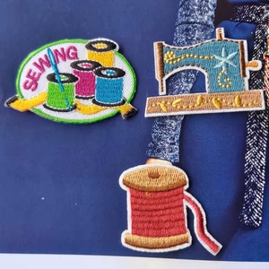 Set of  3pcs  12pcs   bulk lot  thread needle   sewing  machine thread spool  diy logo    iron on patch  badge  diy sewing  about 5cm 2inch