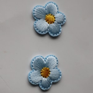 Set of 8pcs 24pcs 120pcs bulk lot small flower embroidered iron on patch kids baby apparel about 2.2cm bulk lot light blue