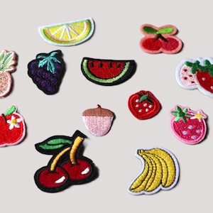 Set of  12pcs  60pcs  small tiny mini fruit collection apple cherry strawberry  embroidered   iron on patch boy girl scrapbook    3-4cm