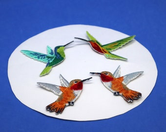 Set  of  2pcs   4pcs  40pcs     bulk lot  embroidered hummingbird  bird iron on patch  7-8 cm   diy sewing