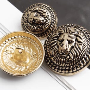 Conjunto de 12 peças em atacado estilo retrô botão de leão de metal faça você mesmo camisa casaco costura 15 mm 25 mm