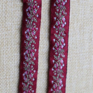 2 yards 12 yards en vrac style rétro bordeaux ruban de fleurs cheveux bricolage emballage cadeau bandeau 1,7 cm 1 pouce