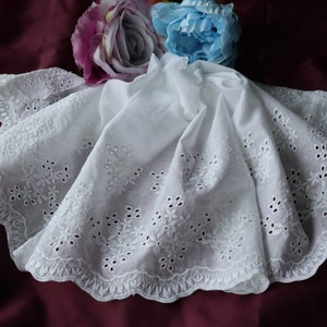 White embroidered cotton  lace trim diy sewing  baby clothing doll  about  25cm 10inch