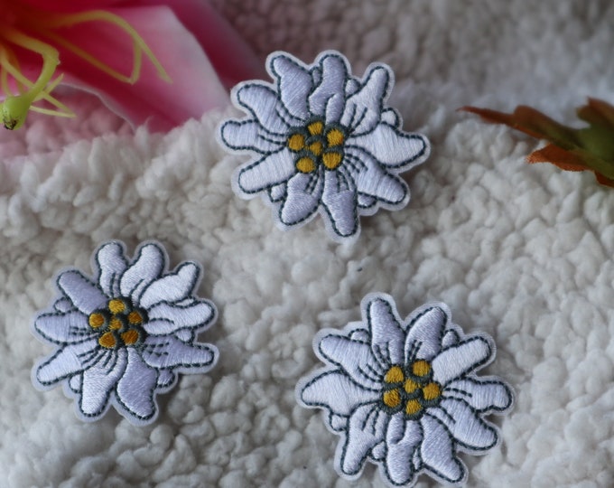 Edelweiss Iron on Embroidered Patches Set of 2 Appliques Etsy