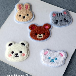 Set of 5pcs  40pcs bulk lot  Chenille Baby bear bunny cat  head embroidered iron on patch     5cm 2.inch