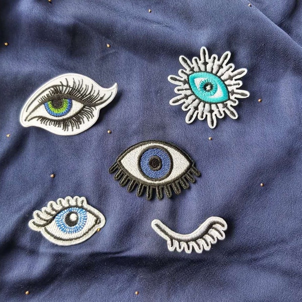 Set of 2pcs    bulk lot   evil  eye eyes   eyelash  embroidered iron on patch  about 5-7cm 2inch  wholesale