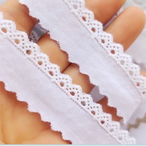 2yards  20yards  white flower bow  embroidered cotton  lace trim diy sewing  baby clothing doll   about 2cm