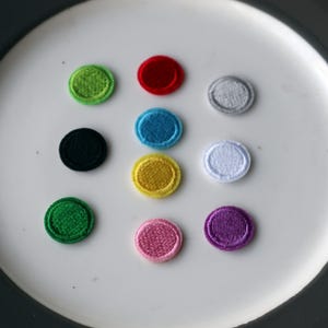 Set of  10pcs  bulk lot small  tiny mini pink purple red green  embroidered  dot    iron on patch  1.5cm