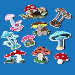 Set of  10pcs   50pcs  bulk lot  mixed mushroom Fungus collection   embroidered    iron on patch  4-8cm