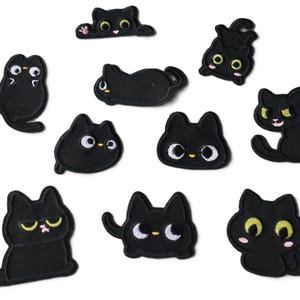 Set of  5pcs   10pcs  bulk lot   black  cat   embroidered sel adhesive  iron  on patch baby kids boy diy sewing about 5 cm