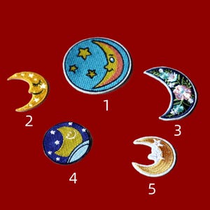 Lot de 5 pièces, 40 pièces en gros, broderie pleine lune, badge à repasser, couture à faire soi-même, environ 5-7 cm