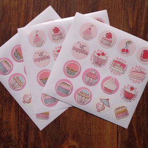 48pcs (3 sheets) Cupcake Stickers - Food Stickers - Pastry Stickers - Baked Goods - Planner Stickers cook book
