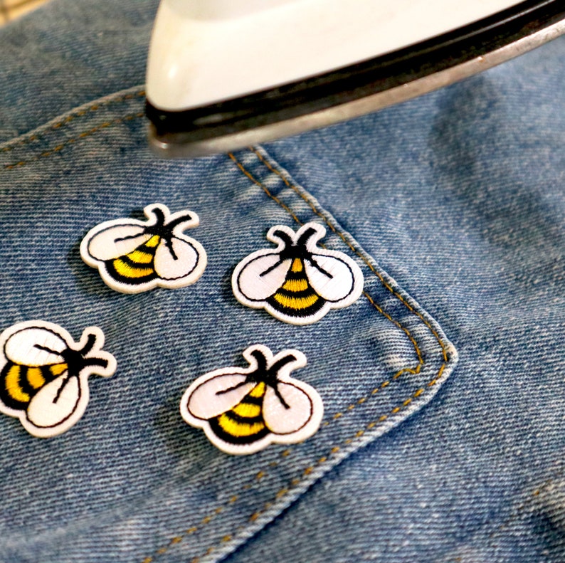 Set of 6pcs 12pcs 100pcs bulk lot Embroidered Bumble Bee Iron-on Patches 2.5x3cm .98 x 1.18 inches, For Sewing, DIY & Crafts image 2
