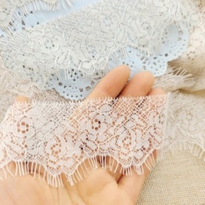 3M/Lot) White French Lace Trim Embroidery Eyelash Lace DIY