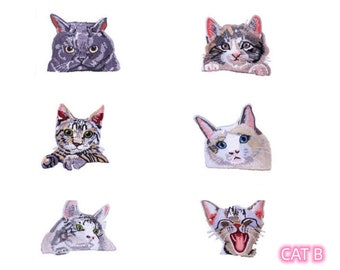 Set of 6pcs bulk lot mixed pet  pocket  cat collection  embroidered iron  on patch baby kids boy diy sewing 5-  7cm 2-3inch