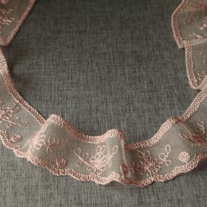 1 yard  10yards  bulk lot  Pink  frill embroidered  lace trim diy sewing  hair accessory doll   wedding dress   3cm