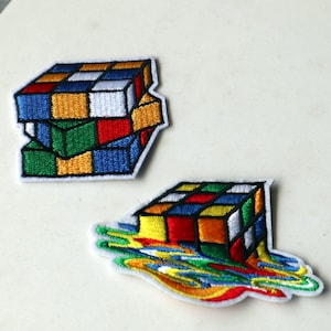 Set of 2pcs 20pcs  Magic  Rubik Cube   embroidered iron on patch  about  5.4cm