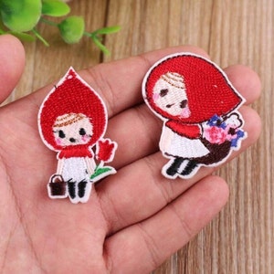 Set of 2pcs  6pcs   bulk lot  Little Red Hood girl    embroidered  iron on sewing on  patch    about 4-5cm 2inch