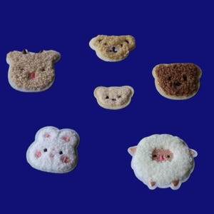 Set of 6pcs  48pcs bulk lot  Chenille Baby bear bunny Lamb deer head embroidered  sewed on patch    3-5cm