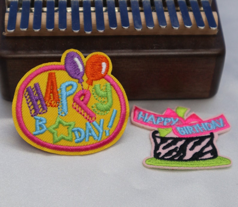 Set of 2pcs Happy Birthday Badge Embroidered Iron on Patch Badge ...