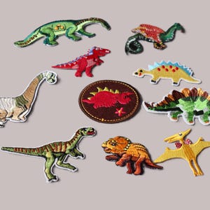 Set of 10pcs   bulk lot cartoon collection  embroidered dinosaur   iron on patch   diy sewing boy apparel backpack diy