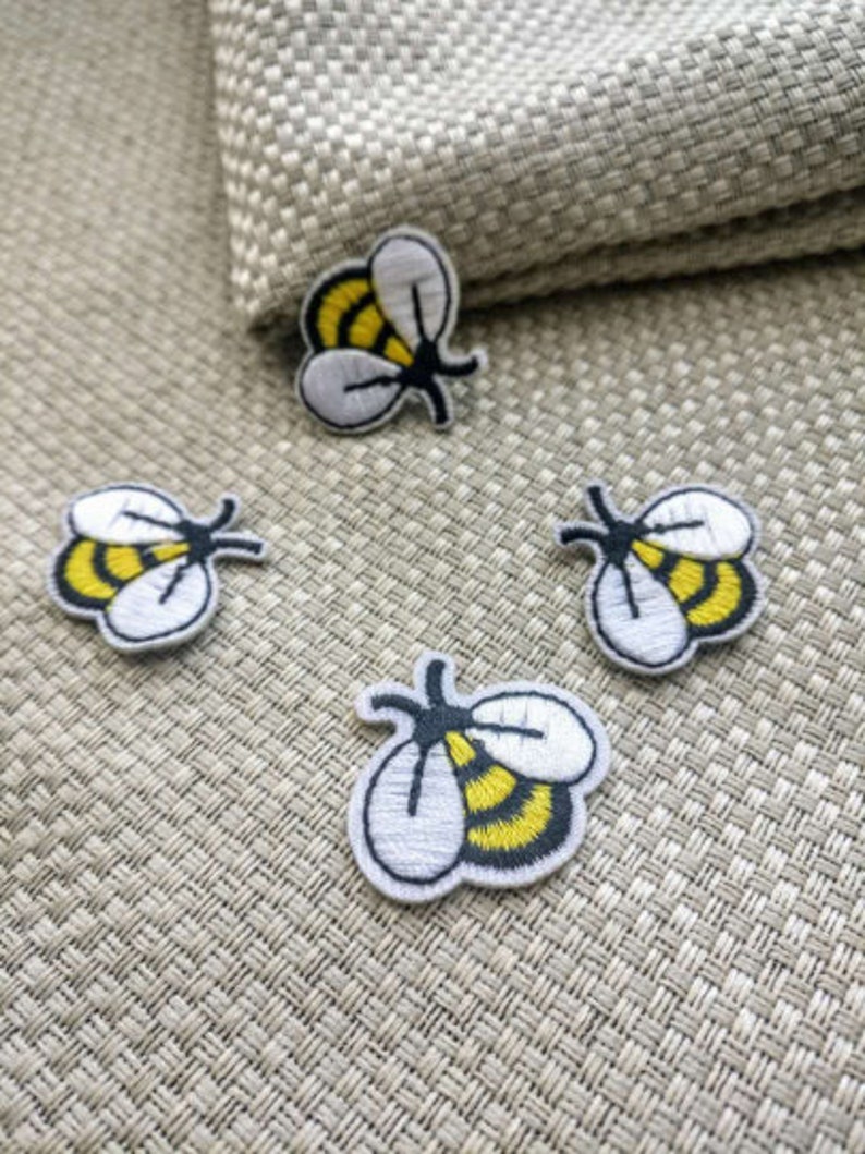 Set of 6pcs 12pcs 100pcs bulk lot Embroidered Bumble Bee Iron-on Patches 2.5x3cm .98 x 1.18 inches, For Sewing, DIY & Crafts image 1