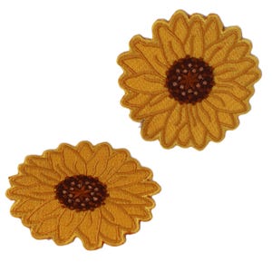 Set of 2pcs 40pcs bulk lot Large  sun flower  sunflower   embroidered  iron on sewing on  patch    7.5cm  8.5cm  3inch