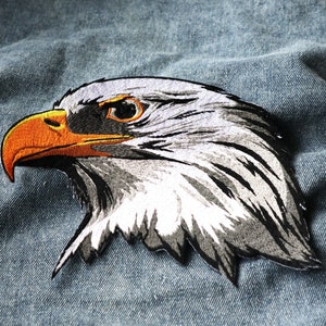 Extra large cool  embroidered  animal Eagle  head  iron  on patch badge  diy sewing denim jacket winter coat 14 x18cm 7inch