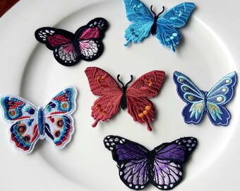 Set of 6pcs  8pcs  40PCS  Bulk lot  butterfly collection  embroidered  iron on sew  on patch  6-8cm