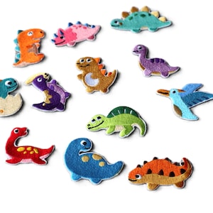 Set of 12pcs  16pcs  bulk lot mixed cartoon collection  embroidered dinosaur   iron on patch   diy sewing boy apparel 3-4cm