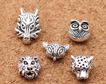 Set of  20pcs  bulk lot  animal wolf lion fox owl. lion pendant  Bead  ,diy   bracelet