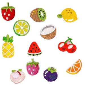 Set of  12PCS 60pcs   bulk lot  Lemon peach melon fruit   collection  embroidered self adhesive  iron on sewing on  patch   about  2-3cm