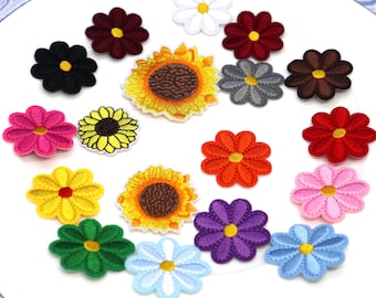 Lot de 8 fers à repasser, fleurs de soleil multicolores, lot de 15 pcs, patch 4-6 cm 1,6 pouces