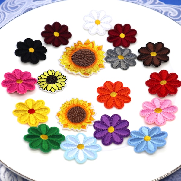 Set of  8pcs   15pcs  bulk lot  multi colors  sun flower    iron  on patch  4-6cm 1.6inch