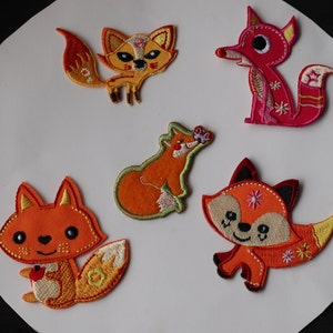 Set of 5pcs   40pcs  bulk lot  yellow  red cartoon  fox   iron on patch applique diy sewing   5cm 2inch