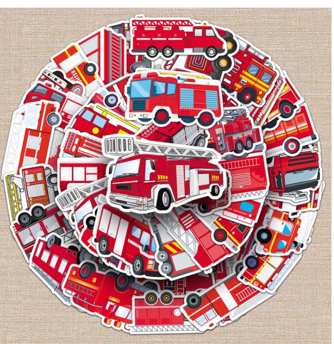 Set of 50pcs Fire Truck Fire Engine Collection Vinyl Stickers for ...