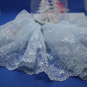 Bleu brodé fleur dentelle garniture bricolage couture robe poupée robe de mariée environ 20 cm 8 pouces